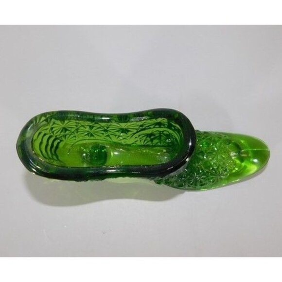 7/1292 Vintage LE Smith Daisy and Button  Emerald Green Lady Victorian Slipper S - Picture 2 of 5